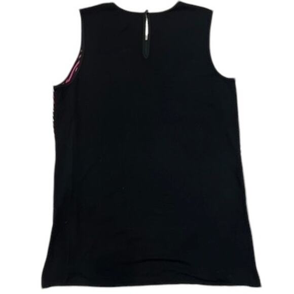 Vince Camuto Striped Sleeveless Top Womens Small Pink Black White Chevron Knit - Picture 3 of 3